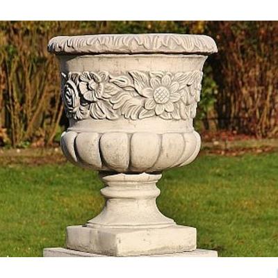 Gro&szlig;e Amphore aus Steinguss mit wundervollem Blumenmotiv