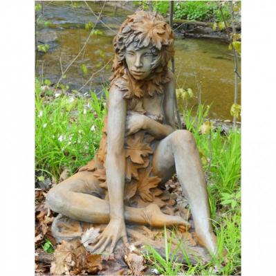 Steinfigur Baumh&uuml;terin Elfe Fee Ahorn Steinguss H&ouml;he ca. 65 cm Rostfarben 