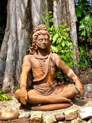 Steinfigur Gott Shiva gro&szlig; Rosteffekt